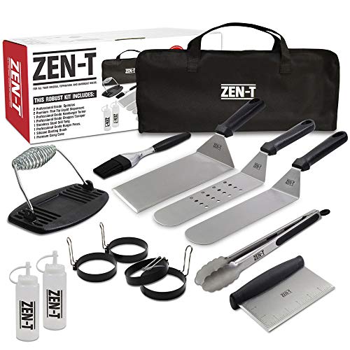 Product Cover ZEN-T - 14 Piece Grill Griddle BBQ Tool Kit - Heavy Duty Professional Grade Stainless Steel BBQ Tools - Perfect Grilling Utensils for All Your Grilling Needs - Outdoor and Indoor BBQ Accessories