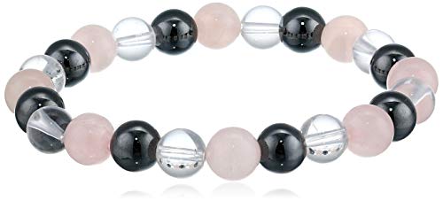 Product Cover Premium Rose Quartz Clear Quartz Hematite Natural Stone Bracelet Best for Woman Great Gift