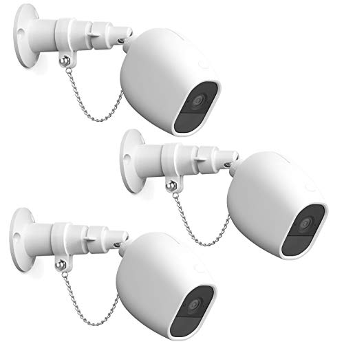 Product Cover HOLACA Security Outdoor Mount for Arlo pro Arlo pro 2 with Anti-Theft Chain,Silicone Protective Case-Extra Protection for Your Arlo Wireless Home Security Camera (3 Pack, White)