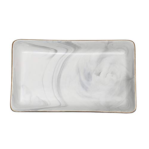 Product Cover SOCOSY Marble Ceramic Ring Dish Jewelry Dish Ring Holder Jewelry Organizer with Golden Edged Home Decor Wedding Gift (Marble, Large)