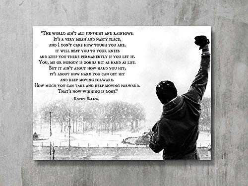 Product Cover FAYFA Dawn Sky Rocky Balboa - Motivational Quotes Art Poster Print Hope Qoute,18x24 inch