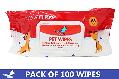 Product Cover Wowdog Dog Wipes for Dogs, Cats, Puppies & Pets -Fresh Apple Scent 6