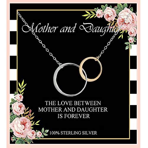 Product Cover Mother Daughter Necklace - Interlocking Circles Necklace, Mothers Day Jewelry Gifts, Mother's Day Necklaces, Mom and Daughter Necklace - Mother and Daughter Necklace Infinity Sterling Silver Two Toned