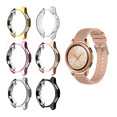Product Cover RuenTech for Samsung Galaxy Watch 42mm Case Cover, Scratch-Resistant Soft Flexible TPU Plated Protective Case Protector Shell for Samsung Galaxy Watch (42mm) SM-R810/SM-R815 (6-Pack)