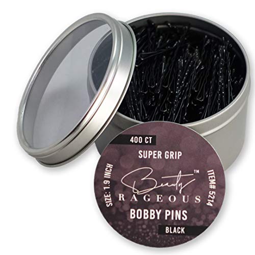 Product Cover Super Grip Black Bobby Pins - 400 Ct - Handy Reusable Tin