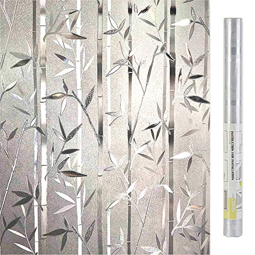 Product Cover LEMON CLOUD Bamboo Frosted Window Films Privacy Static Cling Decorative Glass Film (35.4in.by 157.4in)