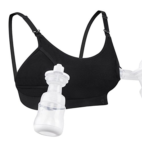 Product Cover Momcozy Hands-Free Nursing & Pumping Bra Adjustable Breast-Pumps Holding Bra - Suitable for Breastfeeding-Pumps by Lansinoh, Philips Avent, Bellema, Spectra, Evenflo(Large,Black)