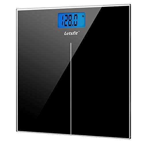 Product Cover Letsfit Digital Body Weight Scale, Bathroom Scale with Large Backlit Display, Step-On Technology, High Precision Measurements, 400 Pounds 180kg Max, 6mm Tempered Glass