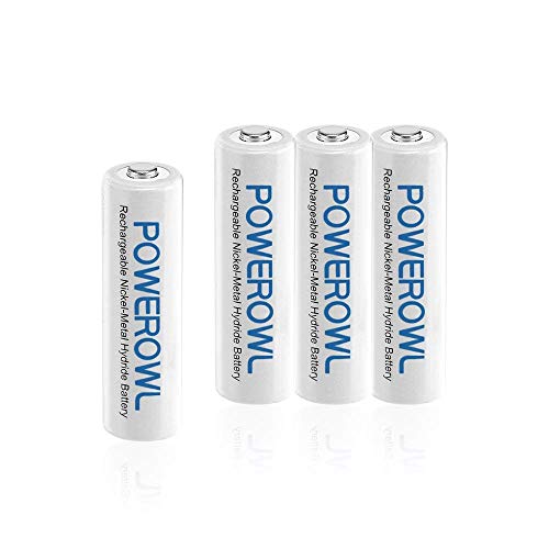 Product Cover AAA Rechargeable Bateries, Powerowl Rechargeable AAA Batteries 1000mAh High Capacity 1.2V NiMH Low Self Discharge Rechargeable AAA Battery (AAA 4 Pack)