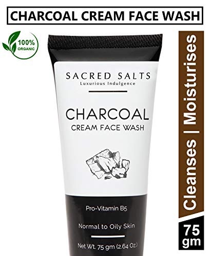 Product Cover Sacred Salts Charcoal Cream Face Wash|Deep Cleansing | 100% Organic Natural Foaming, Charcoal, 75 g