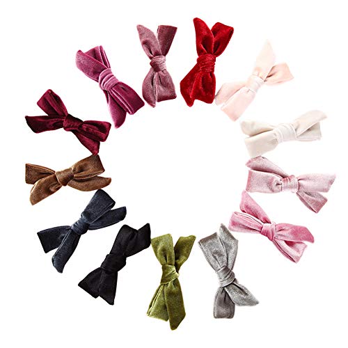 Product Cover Velvet Bow Hair Clip Knotted Soft Hair Accessories for School Girls Pack of 13pcs (JFNY100)