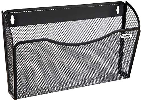 Product Cover Amazon Brand - Solimo Mesh Wall Hanging Files and Paper Holder (Black)