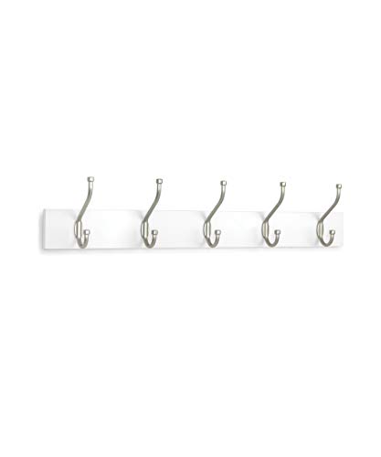 Product Cover AmazonBasics Wall Mounted Standard Coat Rack, 5 Hooks, Set of 2, White