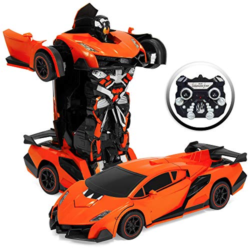 Product Cover Best Choice Products 1:16 Scale Kids Transforming RC Robot Race Car w/ LED Lights, Orange