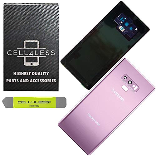 Product Cover CELL4LESS Compatible Back Glass Door Cover Housing Installed Camera Frame, Lens Adhesive Replacement Samsung Galaxy Note 9 - Any Carrier - N960 (Purple)