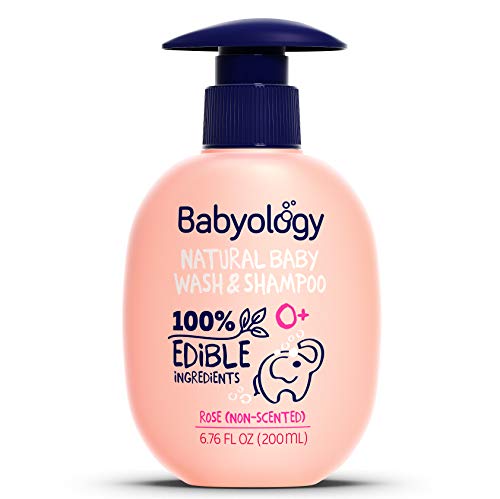 Product Cover Babyology - 100% Edible Ingredients - Baby Wash & Shampoo - Non-scented (Organic Rose Water) - Clinically Tested - Tear-Free - 6,67 FL. OZ - Perfect Baby Shower Gift
