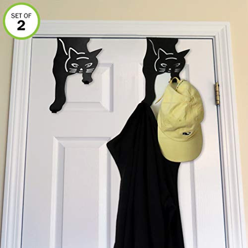 Product Cover Evelots Over The Door Hanger Hooks-Kitty Cat-20 Pound ea.-No Tool-Iron-Set/2