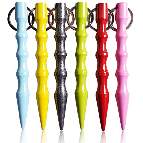 Product Cover EIOU Aluminum Alloy Portable Pressure Self Defense Key Chain Kubotan Tactical Pen with Handmade, Pinkycolor Xmas Gift for Women Girls - 6 Pack