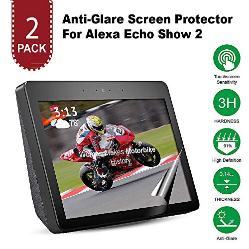 Product Cover Anti-Scratch/Anti-Glare/Anti-Fingerprint AG2 High Transmittance Easy Install [Bubble-Free] Matte Unbreakable PET Screen Protector for Amazon Alexa Echo Show 2nd Generation [2 Pack]