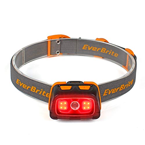 Product Cover EverBrite Headlamp - 300 Lumens Headlight with Red/Green Light and Tail Light, 7 Lighting Modes, Perfect for Trail Running, Camping, Hiking and More, Adjustable Headband, 3 AAA Batteries Included