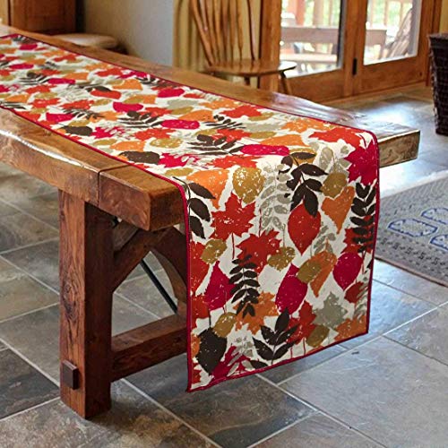 Product Cover Bilberry Furnishing By Preeti Grover Cotton Leave Table Runner, 14x72-inch (Multicolour)