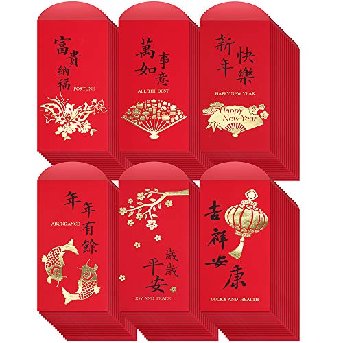 Product Cover Supla 120 Pcs 6 Design Chinese Hong Bao Red Envelopes Chinese Lucky Money Envelopes Red Packet Lai See Lucky Packet Cash Envelope Red Pockets for Chinese New Year Wedding Birthday Year Of The Rat 2020