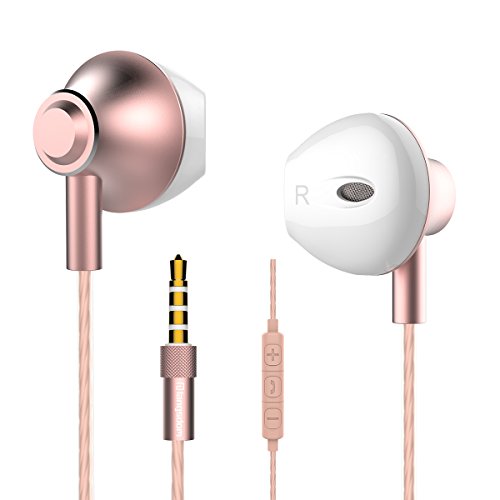Product Cover in Ear Headphones,Langsdom Earphones with Powerful Bass Compatible with Device with 3.5 mm Jack(Rose Gold)