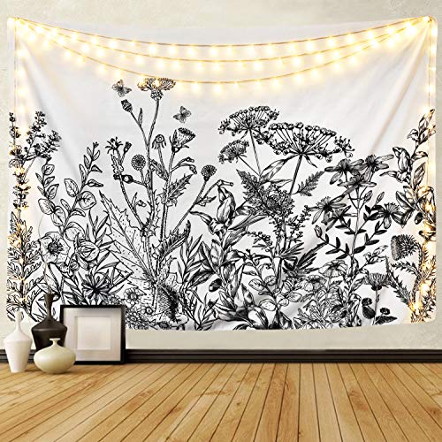 Product Cover BLEUM CADE Herbs Plant Wild Flowers Tapestry Wall Hanging Floral Plants Tapestry Nature Scenery Tapestry for Living Room Bedroom Dorm Home Decor