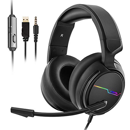 Product Cover Jeecoo Stereo Gaming Headset for PS4, Xbox One S - Noise Cancelling Over Ear Headphones with Microphone - LED Light Soft Earmuffs Bass Surround Compatible with Xbox One PC Laptop Nintendo Switch Games