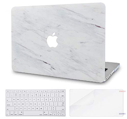 Product Cover LuvCase 3 in 1 Rubberized Hard Shell Case with Keyboard Cover and Screen Protector Compatible MacBook Air 13 Inch 2020/2019/2018 New Version A1932 Retina (Touch ID) (Silk White Marble)