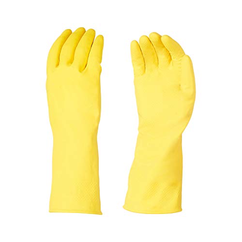 Product Cover AmazonBasics Professional Reusable Rubber Gloves, Large, Yellow, 3-Pack