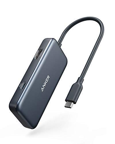 Product Cover Anker USB C Hub, 4-in-1 USB C Adapter, with 4K USB C to HDMI, 2 USB 3.0 Ports, 60W Power Delivery Charging Port for MacBook Pro 2016/2017/2018, ChromeBook, XPS, and More (Space Grey)
