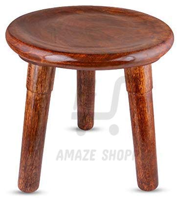 Product Cover Amaze Shoppee Modern End Table/Stool for Living Room Side/Corner Table -Brown Round Tabletop with 3 Foldable Legs [1-Pack]