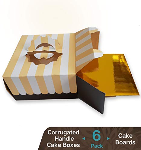Product Cover Cookeezz Couture - Cake Boxes 10x10x6 Inces, Colored Corrugated Cake Box Great for Wending Cakes or Large Cakes - 6 Pack E-Flute Boxes Also Included with 6 Cake Boards