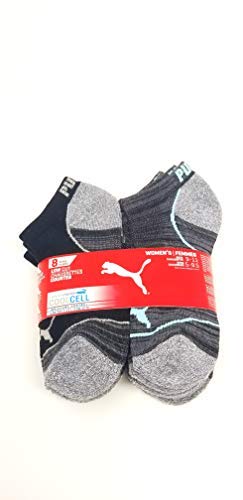 Product Cover Puma No Show Women's Socks, Moisture Control Mesh Ventilation (8 Pair) (Hot Pink, Turquoise, Grey)