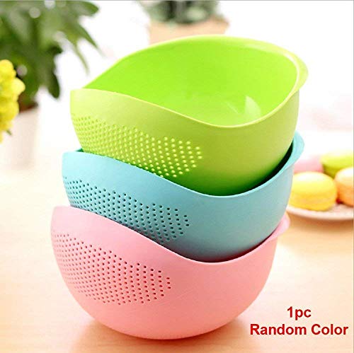 Product Cover Generic Multi-Function with Integrated Colander Mixing Bowl Washing Rice, Vegetable and Fruits Drainer Bowl-Size: 21x17x8.5cm