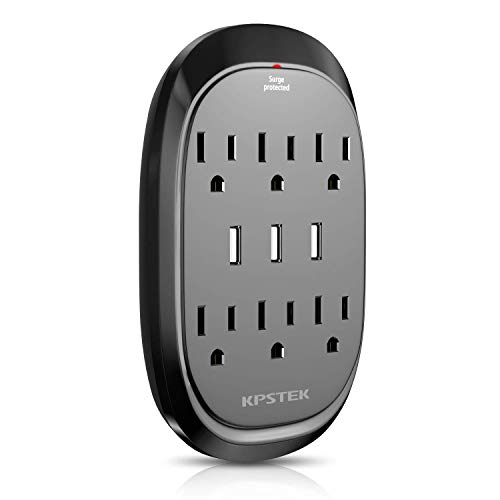 Product Cover KPSTEK 6-Outlet Wall Plug Outlet Extender, Surge Protector with 3 USB Ports (3.4A Total) - Multi Plug Wall Adapter for Home, Office and Dorm Room, Black - KS3336f