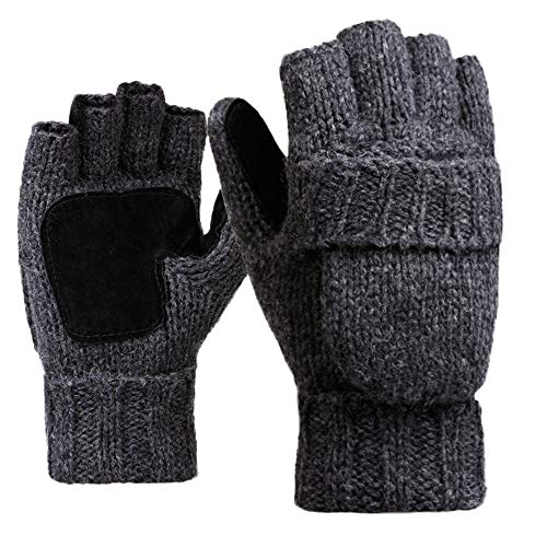 Product Cover Winter Gloves Women Men Cold Weather Knit Half Finger Mitten with Cover Afterso