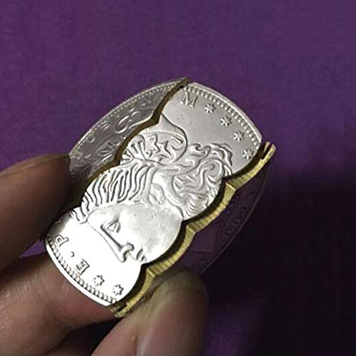 Product Cover Enjoyer Three Folding Coin Morgan Coin Version Magic Tricks Coin Through Into Bottle Magie Close Up Props Street Magic Gimmick