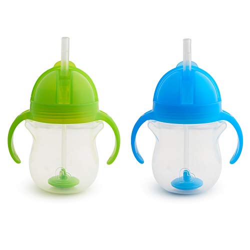 Product Cover Munchkin Click Lock Weighted Straw Cup, 7 Ounce, Blue/Green, Pack of 2