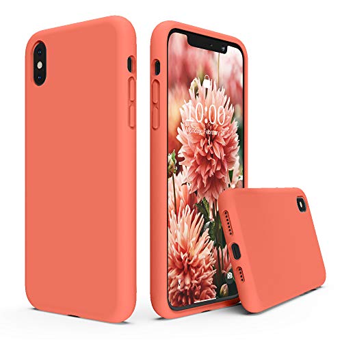 Product Cover SURPHY Silicone Case for iPhone Xs Max Case, Soft Liquid Silicone Shockproof Phone Case (with Microfiber Lining) Compatible with iPhone Xs Max (2018) 6.5 inches (Nectarine)