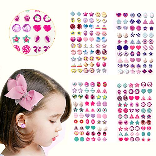 Product Cover Augsun 240 Piece Sticker Earrings 3D Gems Sticker Girls Sticker Earrings Self-Adhesive Glitter Craft Crystal Stickers