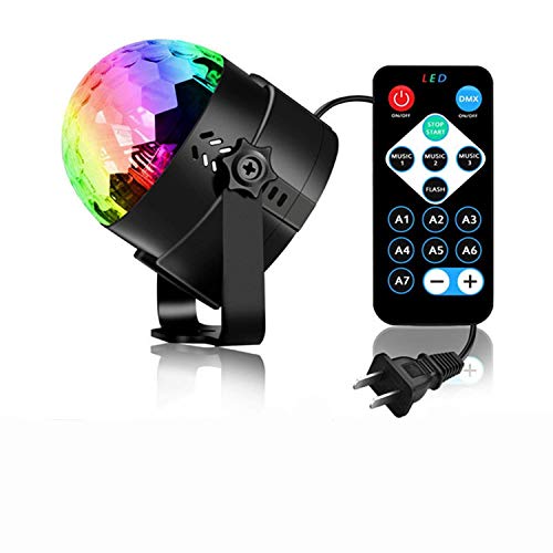 Product Cover DI GRAZIA 3W LED Music Activated Strobe Disco Ball Light for Home Room DJ Show Birthday Club Karaoke Decorations (Black)