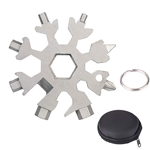Product Cover EKKONG 18-in-1 Stainless Steel Snowflake Multi-Tool, Snowboarding Multi-Tool as Keychain Screwdriver, Bottle Opener Tool, Outdoor Wrench, Outdoor EDC Tools, Men's Gift, Christmas Gift(Silver)