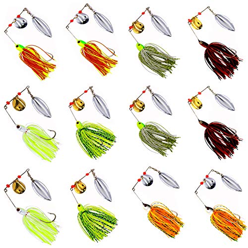 Product Cover AGOOL Fishing Spinner Baits Lure Kit - Hard Metal Spinner Lures Multicolor Jig Lures Buzzbait Swimbaits for Pike Bass Trout Salmon Freshwater Saltwater Fishing 6pcs/12pcs (Set-2, 6 pcs)