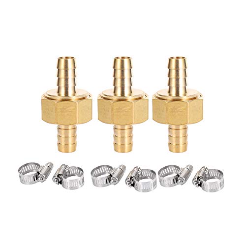 Product Cover 3Sets Brass Garden Hose Mender End Repair Kit Water Hose End Mender with Stainless Steel Clamp,Female and Male Hose Connector (1/2)
