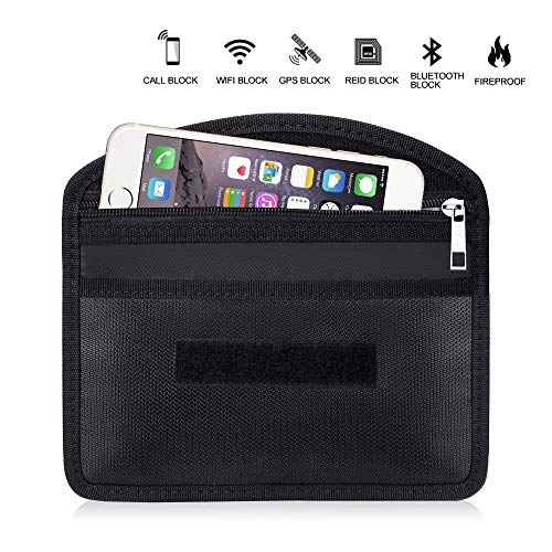 Product Cover ENGPOW Fireproof Faraday Bag with Zipper Anti-Tracking GPS RFID Car Key Signal Blocker Wallet Shielding Pouch Protective Case for Cell Phone Privacy and Car Key FOB