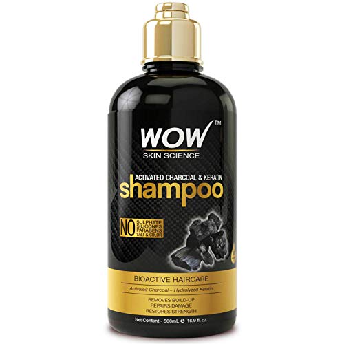 Product Cover WOW Activated Charcoal & Keratin Shampoo - Full Scalp Detox Cleanse - Restore Dry, Damaged Strands For Soft, Smooth, Shiny Hair- Sulfate & Paraben Free - All Hair Types, Adults & Children - 500 mL