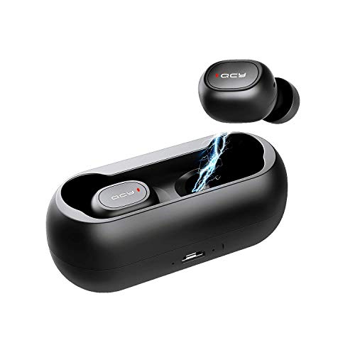 Product Cover QCY True Wireless Bluetooth 5.0 Earbuds, 3D Stereo Headphones, Wireless Earphones w/Noise Cancelling, Built-in Mic for iPhone Android (3-4 Hours Per Charge, Total 12-16 Hours Playtime)