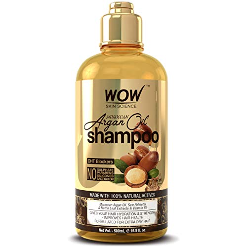 Product Cover WOW Moroccan Argan Oil Shampoo With DHT Blockers - Boost Fast Hair Growth, Reduce Frizz, Hair Loss - Clean Scalp, Stronger Hair - For Soft & Smooth Hair - Silicone, Paraben, Sulfate Free - 500 mL